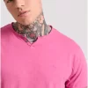 T shirt με λαιμό henley και raw cuts FBM009 004 04 Rose