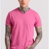 T shirt με λαιμό henley και raw cuts FBM009 004 04 Rose (3)