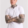 T shirt με λαιμό henley και raw cuts FBM009 004 04 White