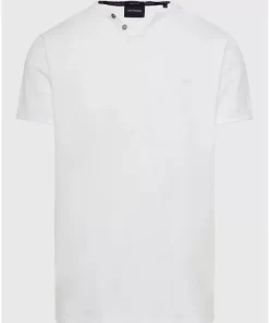 T shirt με λαιμό henley και raw cuts FBM009 004 04 White