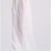 Wide leg linen blend παντελόνα με μονή πιέτα FBL009 106 02 Off White (3)