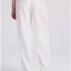 Wide leg linen blend παντελόνα με μονή πιέτα FBL009 106 02 Off White (4)