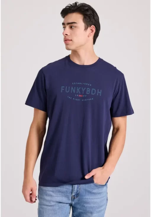 t shirt με Funky Buddha τύπωμα FBM009 094 04 Navy (2)