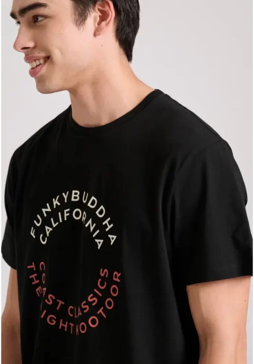 t shirt με text artwork τύπωμα στο στήθος FBM009 089 04 Black