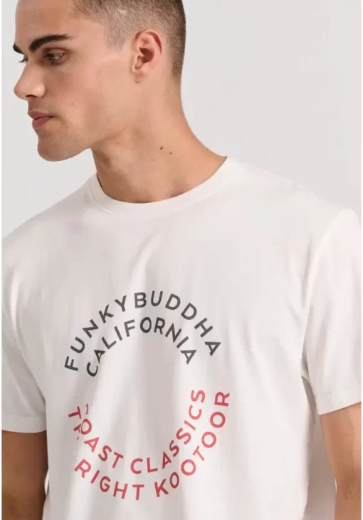 t shirt με text artwork τύπωμα στο στήθος FBM009 089 04 Off White