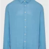 Μακρυμάνικο λινό πουκάμισο FBM009 001 05 China Blue