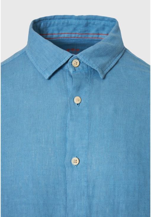 Μακρυμάνικο λινό πουκάμισο FBM009 001 05 China Blue