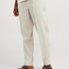 λινό ριγέ chinos παντελόνι με πιέτες 12252980 L.T Beige (2)