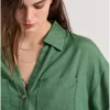 Loose fit linen blend πουκάμισο με τσέπες στο στήθος FBL009 105 05 Mineral Green (3)