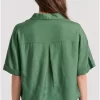 Loose fit linen blend πουκάμισο με τσέπες στο στήθος FBL009 105 05 Mineral Green (4)