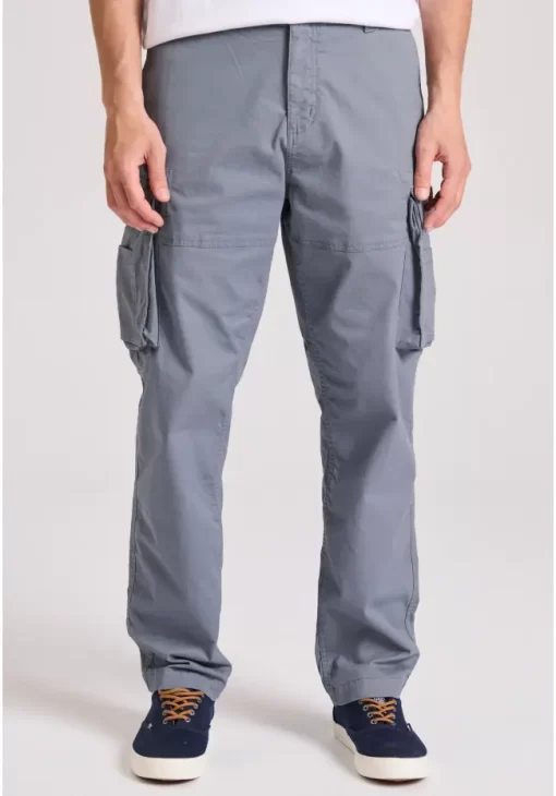 Loose tapered fit cargo παντελόνι σε ζακάρ ύφανση FBM009 037 02 Stormy Blue (3)