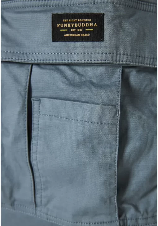 Loose tapered fit cargo παντελόνι σε ζακάρ ύφανση FBM009 037 02 Stormy Blue (3)