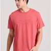 T shirt με embossed τύπωμα στο στήθος FBM009 026 04 Earth Red