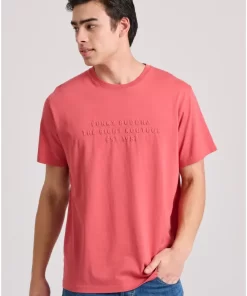 T shirt με embossed τύπωμα στο στήθος FBM009 026 04 Earth Red