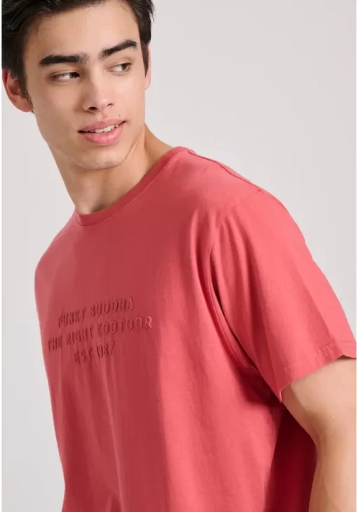 T shirt με embossed τύπωμα στο στήθος FBM009 026 04 Earth Red (3)