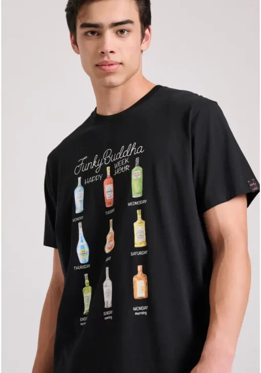 T shirt με weekly plan τύπωμα FBM009 304 04 Black (2)