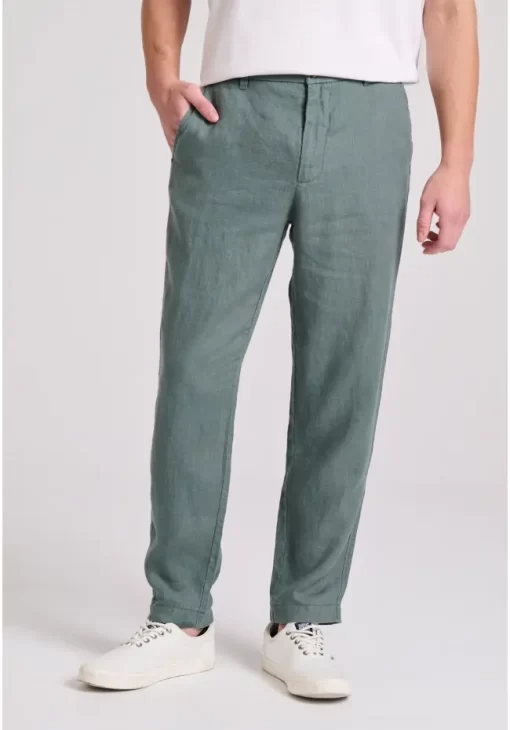 λινό casual chino παντελόνι FBM009 011 02 Forest Green