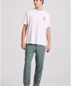 λινό casual chino παντελόνι FBM009 011 02 Forest Green (3)