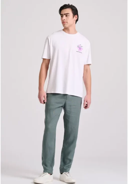 λινό casual chino παντελόνι FBM009 011 02 Forest Green (3)