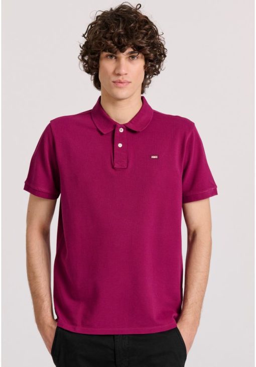 μπλούζα polo από βαμβάκι πικέ FBM009 001 11 Magenta Purple