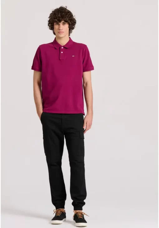 μπλούζα polo από βαμβάκι πικέ FBM009 001 11 Magenta Purple