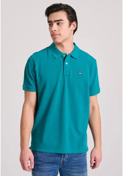 μπλούζα polo από βαμβάκι πικέ FBM009 001 11 Teal