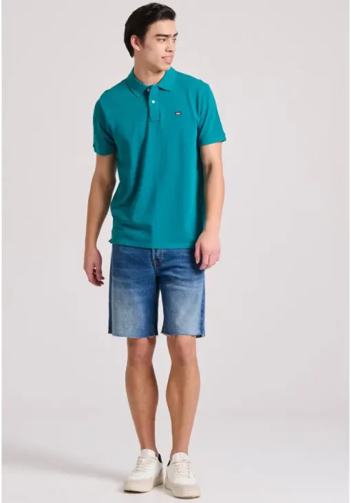 μπλούζα polo από βαμβάκι πικέ FBM009 001 11 Teal (2)