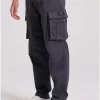 Loose tapered fit cargo παντελόνι σε ζακάρ ύφανση FBM009 037 02 Anthracite (2)