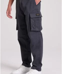 Loose tapered fit cargo παντελόνι σε ζακάρ ύφανση FBM009 037 02 Anthracite (2)