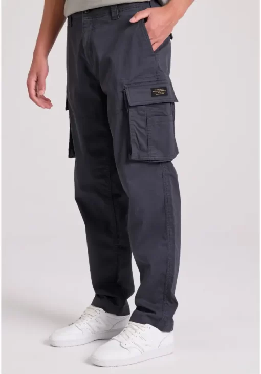 Loose tapered fit cargo παντελόνι σε ζακάρ ύφανση FBM009 037 02 Anthracite (2)