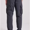 Loose tapered fit cargo παντελόνι σε ζακάρ ύφανση FBM009 037 02 Anthracite (3)