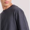 Relaxed fit linen blend μονόχρωμο t shirt FBM009 083 04 Anthracite