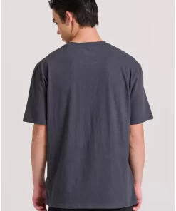 Relaxed fit linen blend μονόχρωμο t shirt FBM009 083 04 Anthracite (3)