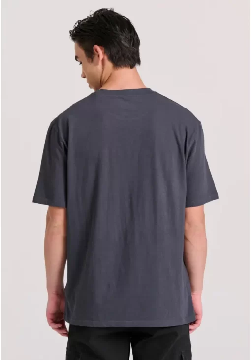 Relaxed fit linen blend μονόχρωμο t shirt FBM009 083 04 Anthracite (3)