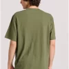 Relaxed fit linen blend μονόχρωμο t shirt FBM009 083 04 Khaki (4)