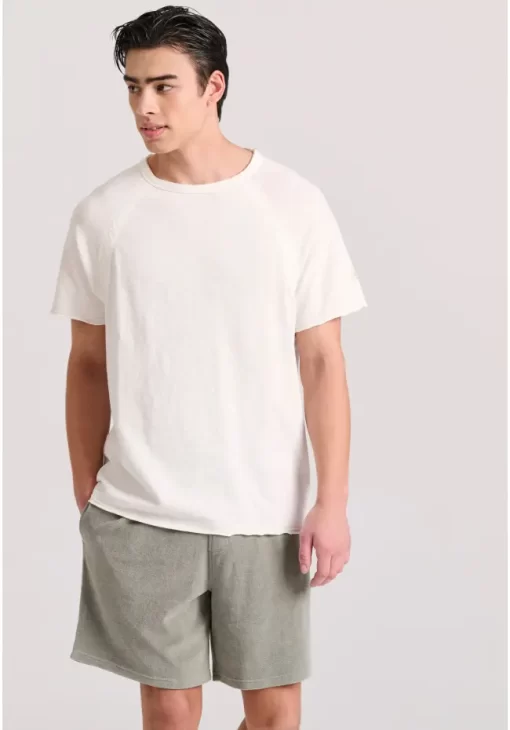 Relaxed fit t shirt με raglan μανίκι και raw cuts FBM009 008 04 Off White (3)