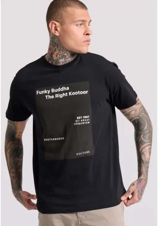 T shirt με minimal branded τύπωμα FBM009 311 04 Black