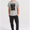 T shirt με minimal branded τύπωμα FBM009 311 04 Grey (2)