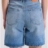 Γυναικεία τζιν βερμούδα με washed effects FBL009 165 03 Blue Denim (4)