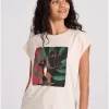 Γυναικείο t shirt με τύπωμα σε boho look FBL009 129 04 Chalk