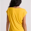 Γυναικείο μονόχρωμο t shirt από βισκόζη FBL009 107 04 Yellow (4)