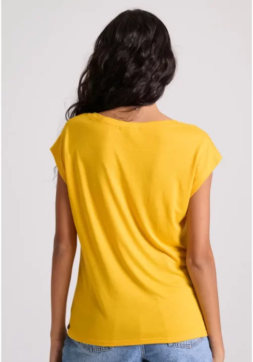 Γυναικείο μονόχρωμο t shirt από βισκόζη FBL009 107 04 Yellow (4)