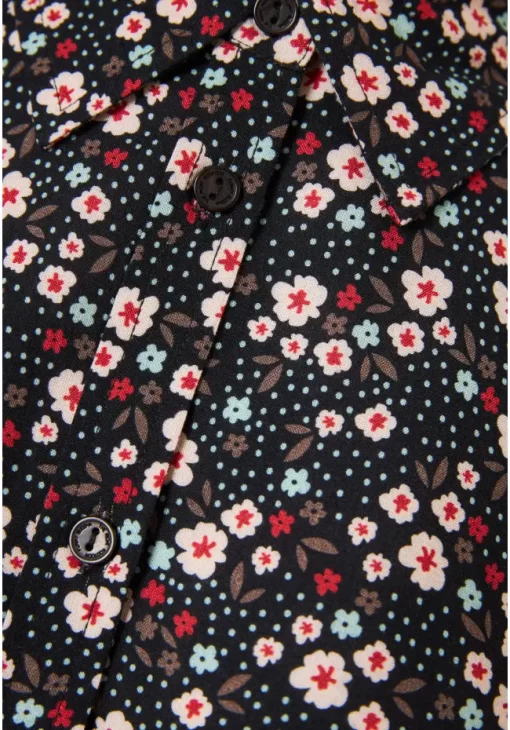 Γυναικείο πουκάμισο με all over floral τύπωμα FBL009 112 05 Black (2)