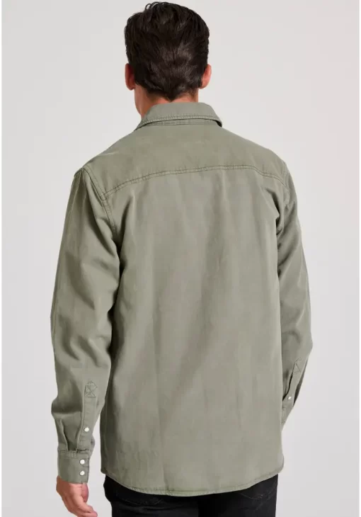 Relaxed garment dyed denim πουκάμισο FBM010 040 05 L.T Khaki (4)