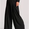 Wide leg fit παντελόνα με μονή πιέτα FBL010 131 02 Black (2)