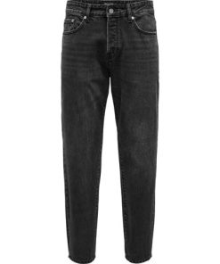 jean παντελόνι cropped tapered 22031795 Washed Black Denim