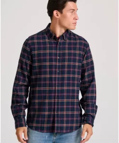 Ανδρικό καρό flannel πουκάμισο FBM010 026 05 Cranberry