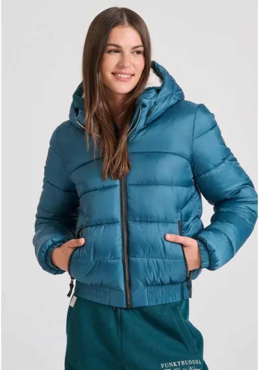 Καπιτονέ puffer μπουφάν με κουκούλα FBL010 103 01 DK Moss (2)