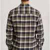 Funky Buddha Ανδρικό καρό flannel πουκάμισο FBM010 030 05 Khaki