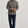 Funky Buddha Ανδρικό καρό flannel πουκάμισο FBM010 030 05 Khaki (3)